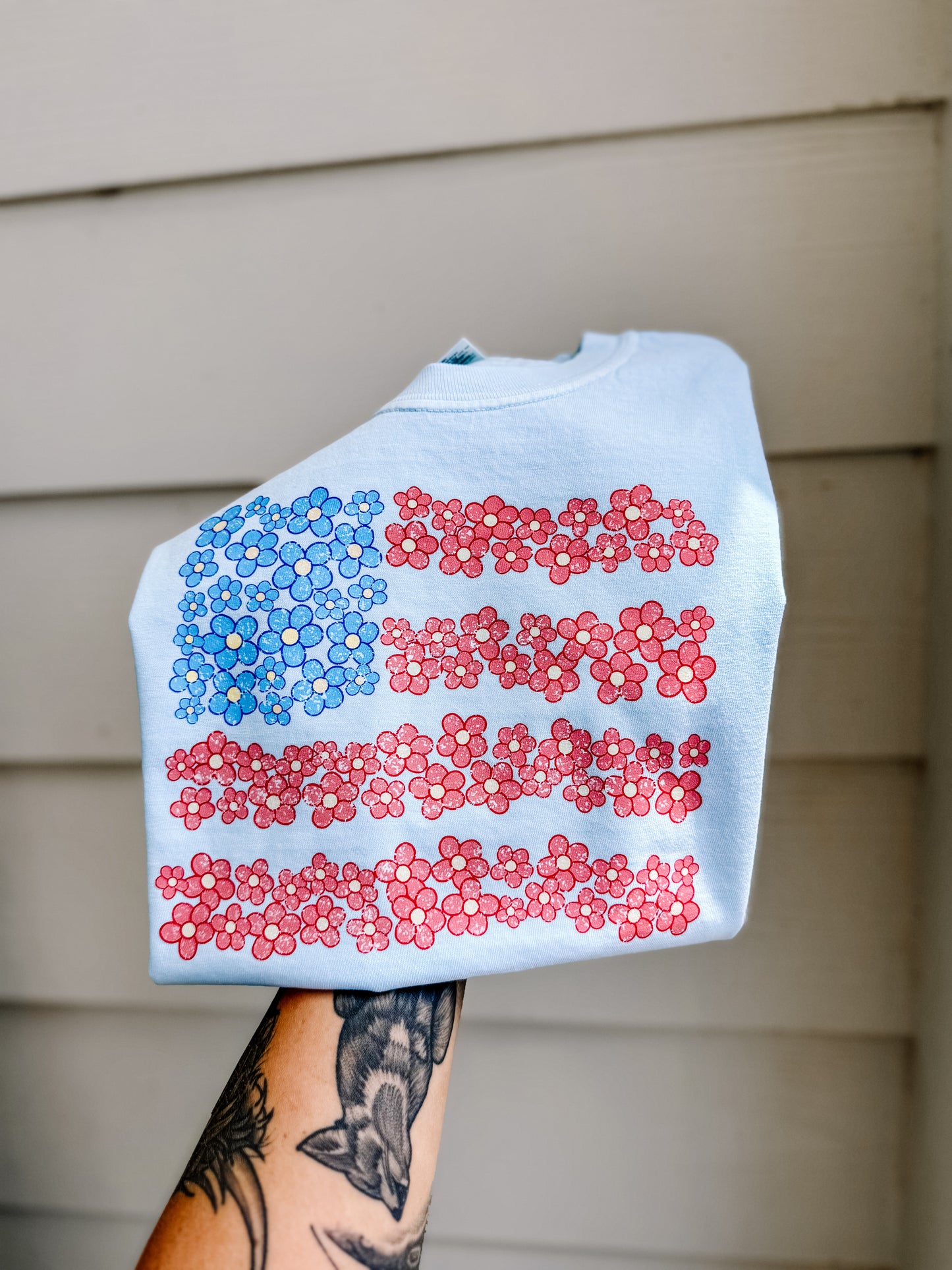 Red, white, and blue floral