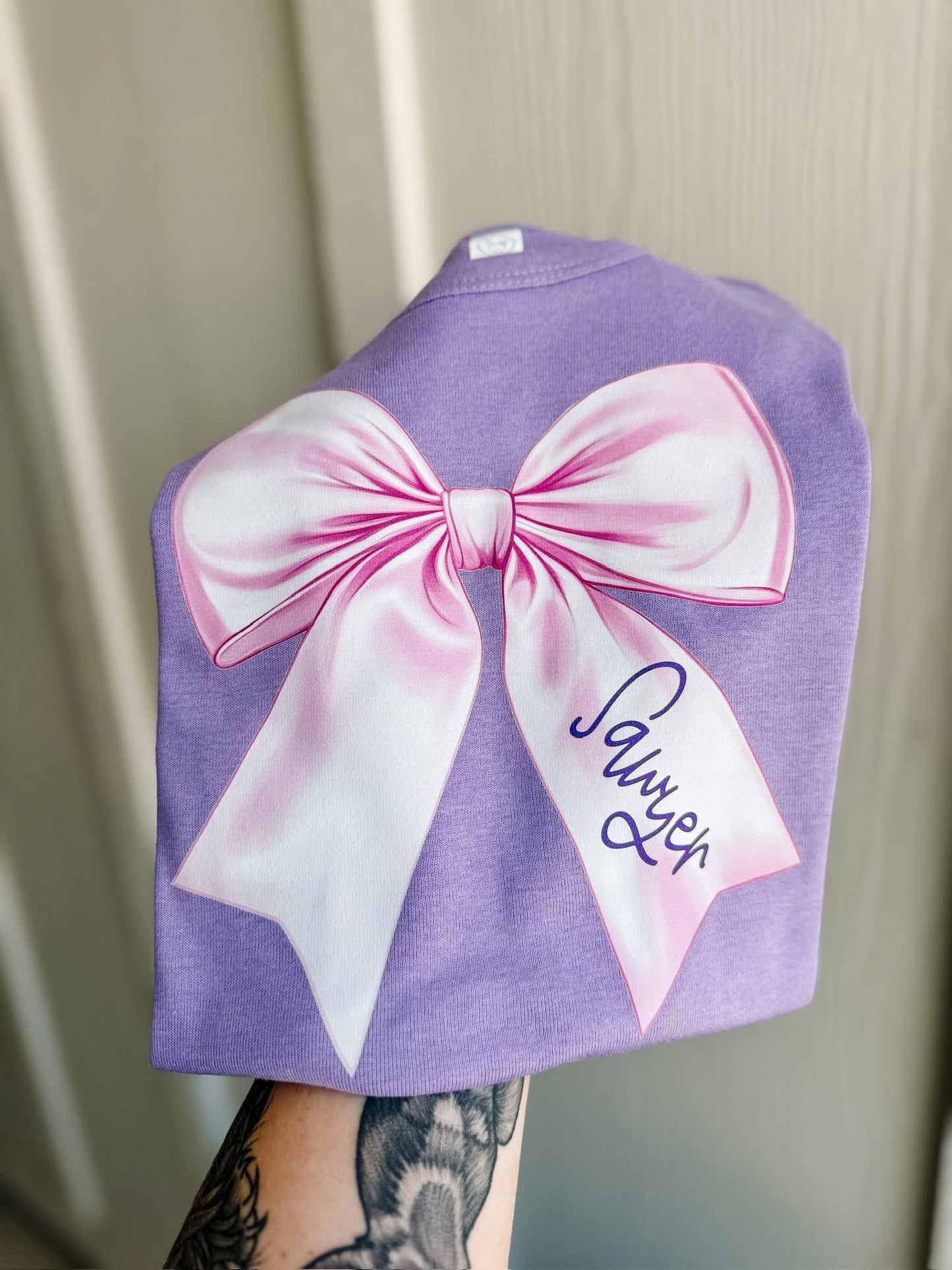 Purple Coquette Name Bow