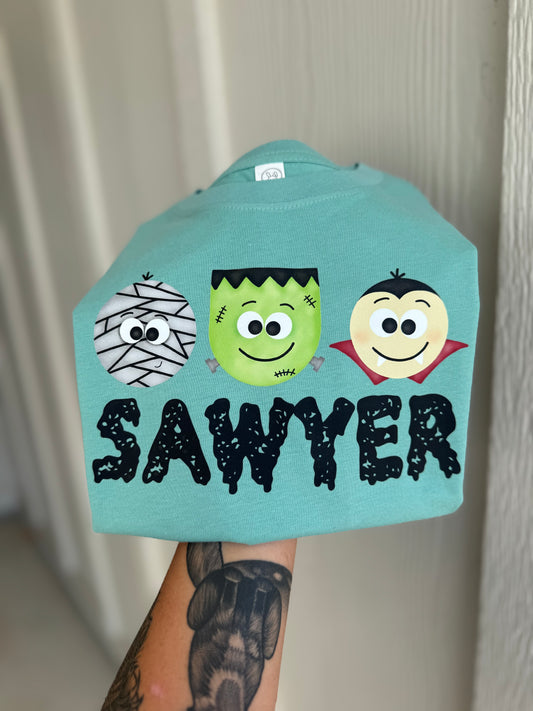 Boy Mummy Vampire Name Tee Halloween