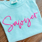 Custom name Chalky Mint with Hot Pink Puff