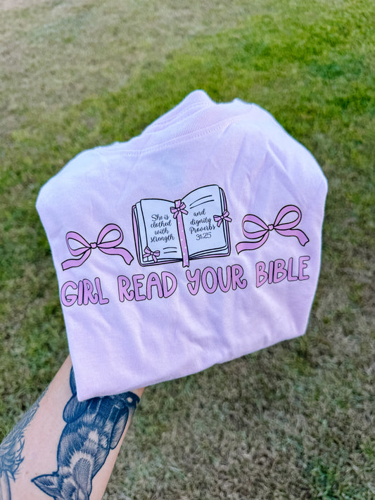 Girl read your bible!