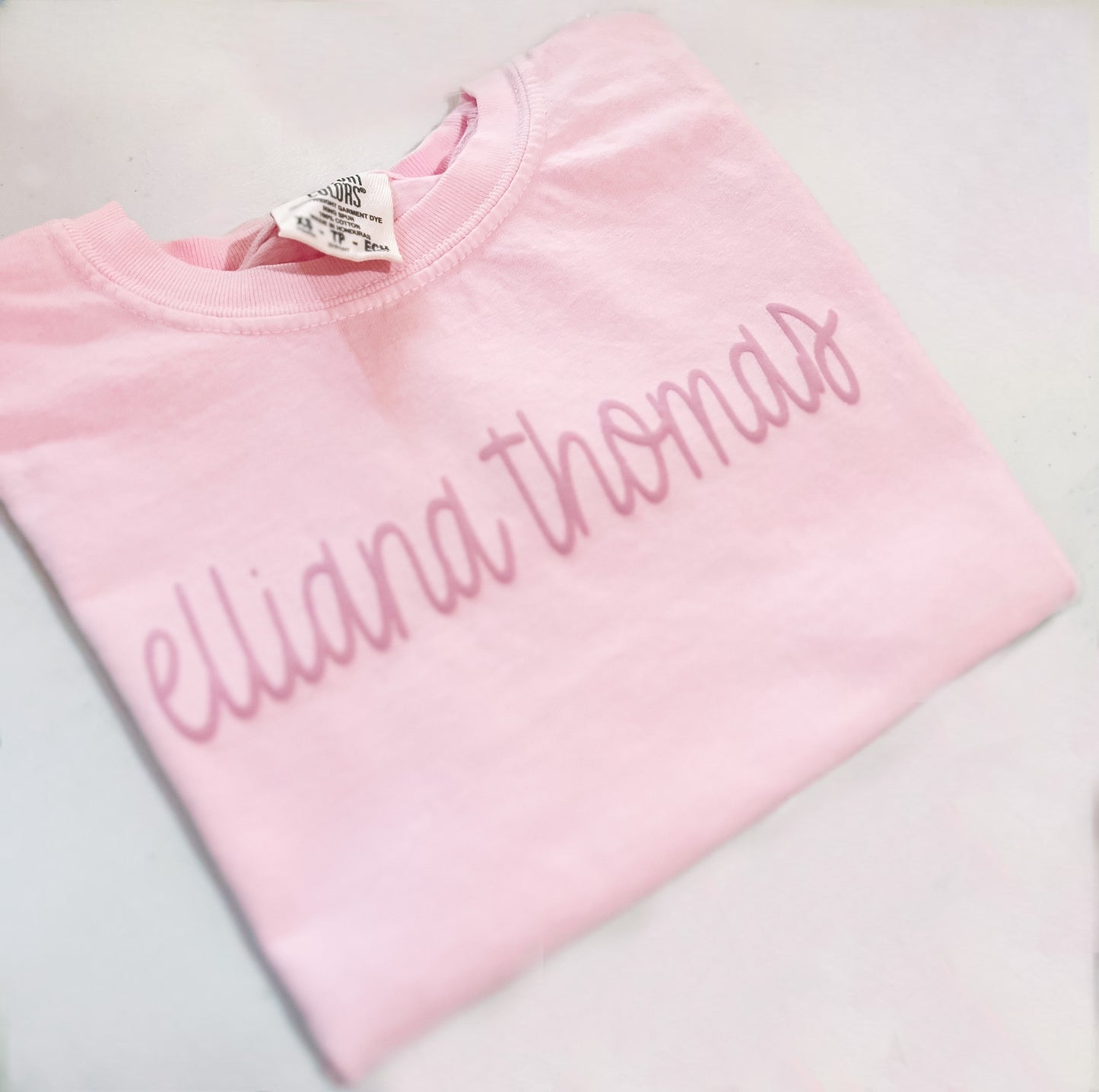 Pink on pink puff name tee